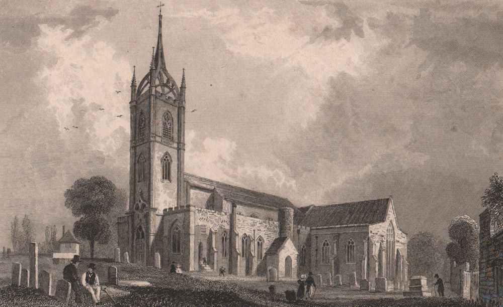 St Mary of Charity church, Faversham, Kent. BAYNES 1829 old antique print